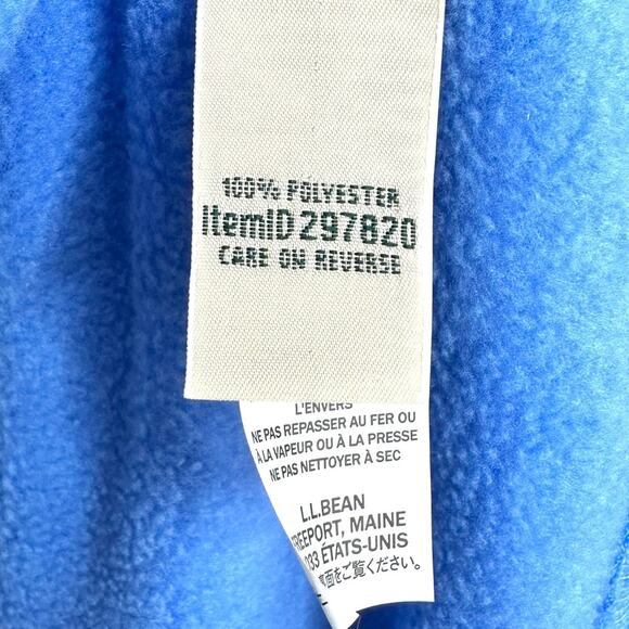 LL Bean Fleece Robe Size Large Full Zip Long Plush Winter Arctic Blue Pockets - Picture 11 of 12